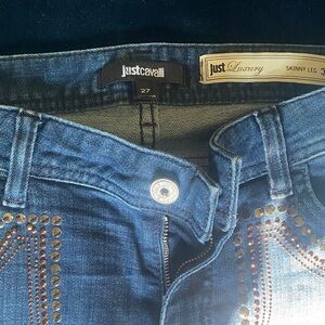 Just Cavalli Blue Skinny Jeans with Stud Accents